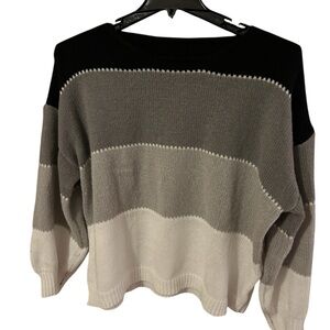 SHEIN Black, Gray, and White Striped Sweater